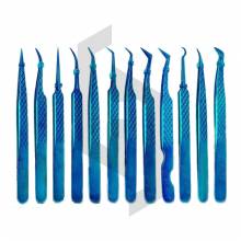 Diamond Grip Plasma Blue Eyelash Tweezer kit