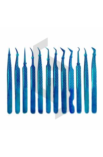 Diamond Grip Plasma Blue Eyelash Tweezer kit